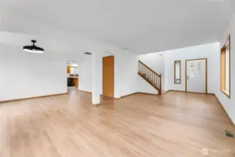 New light fixtures with fans installed.