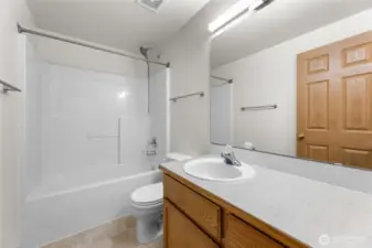 Secondary Bath. All new light fixtures and accessories.