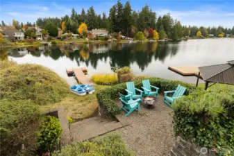 Terraced lot allows you to enjoy views from the deck, the firepit area, or right on the dock.