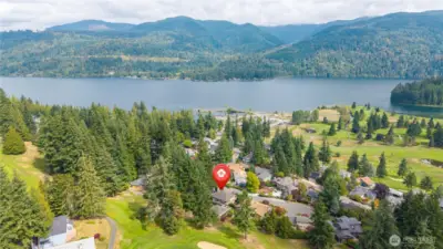 Gorgeous setting, with views of Lake Whatcom and adjacent to the golf course! This home is on a large lot adjacent to Fairway 11.