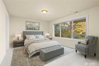 Another lower level virtually staged bedroom shows just how generous these rooms are!