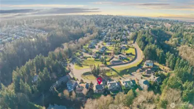 A look from above to the small 9 home community