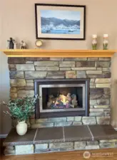 You can cozy up to the Gas fireplace, anytime you want to with just a click of the remote!