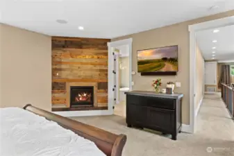 Primary bedroom with gas fireplace