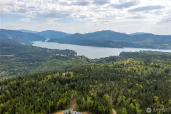 Aerial View from Lot 8 looking towards Lake Whatcom & Mountains beyond