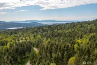 Aerial View from Lot 8 looking West towards Bellingham, Bay, & Islands in the distance with Lake Whatcom on the left