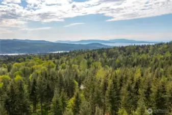 Aerial View from Lot 8 looking SW towards the Bay, Islands, and Lake Whatcom on the left