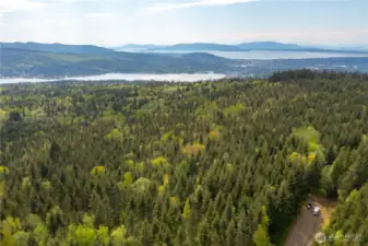 Aerial View from Lot 8 looking SW at Lake Whatcom, Bellingham, Bay, & Islands