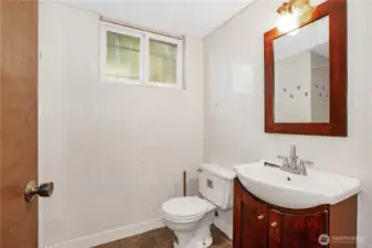 A 3/4 bathroom is located on the lower level.