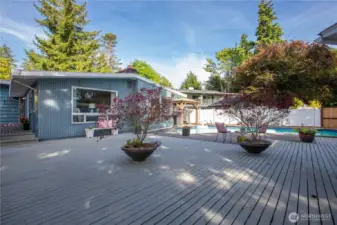 The large back deck is ideal for entertaining. Sun and shade for you to chose from.