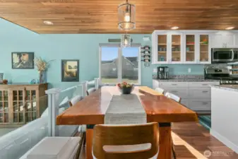 The elevated eating area hovers between the kitchen and the great room for optimal views South or to the West.