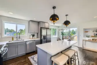 Open concept with slider taking you to your rooftop deck.