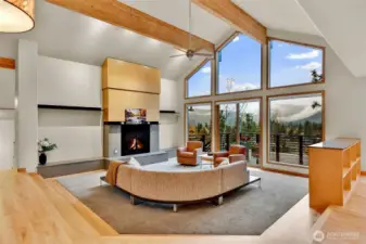 Floor to ceiling Cambria Stone Fireplace