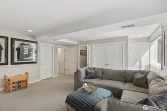 Check out the large closet behind the couch...