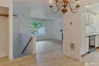 Standing in the dining room - looking into kitchen & living room.