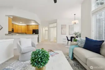 High ceilings and big windows allow for natural light