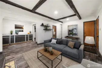 Virtually staged living room.