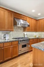 6-burner Viking with oven and incredible hood! Another wall oven appointed in this gorgeous kitchen!