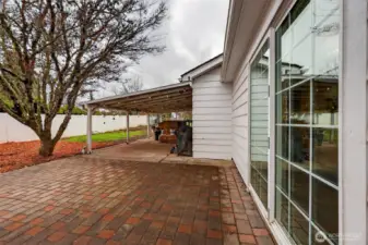 the back patio is big and has a covered area. New brick on the back patio area.