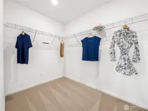Large primary closet. Pictures are for representational purposes only, colors and features may vary.