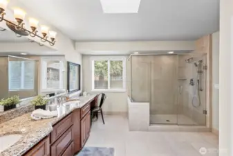 Double sinks with separate Vanity area