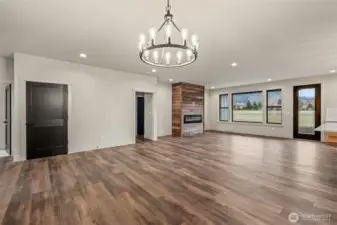 Electric fireplace with reclaimed barn wood accent