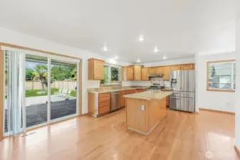 Open spacious Chef Kitchen with eating space.