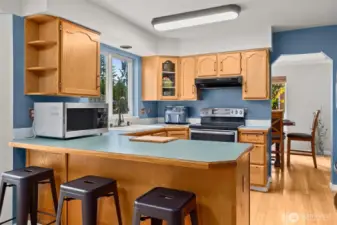 View from kitchen into formal dining area