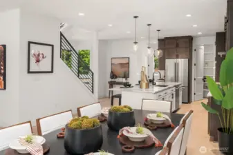 Modern finishes with the metal railing and beautiful lighting