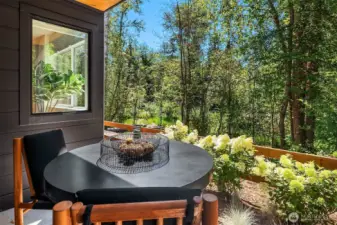 Covered patio with serene views