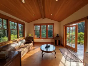 French doors lead to the entertaining deck.