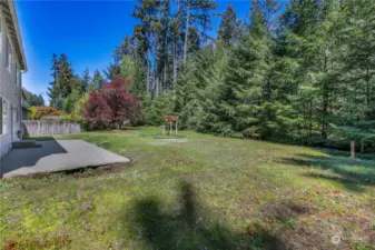 Amazingly large backyard that backs to Leach Creek and has a total feel of privacy!