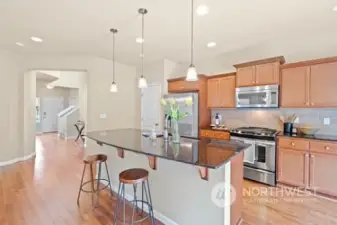 Spacious kitchen with large island