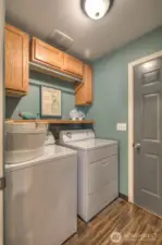 Nice size laundry room. Door leads out to oversized 2 car garage