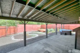 Covered backpatio is wired for lighting. Just need to add the fixtures