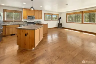 Multiple windows throughout allowing natural light in.