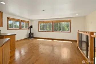 Stairs lead right up to the living area.
