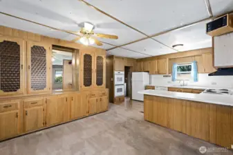 Beautiful built-in is a feature of the dining room.