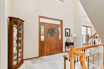 Marble tiled foyer.