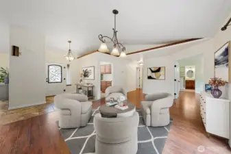 Spacious entry, ideal for a game table, sitting area, or pool table.