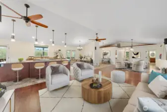 Comfortable living areas connected to the kitchen for easy entertaining.