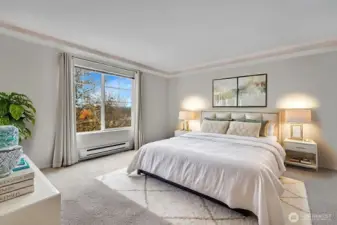 Primary bedroom virtually staged.