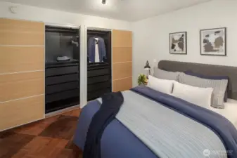 Fully custom double closet system in primary!