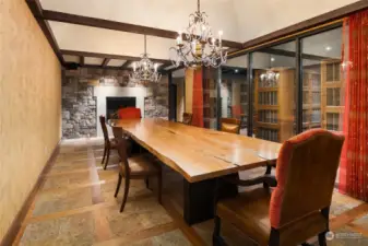 Private Dining Room with Wine Cellar in background. This elegant room provides space for private dinner parties for up to 16 people. Bon Appetit!