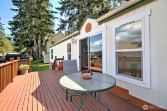 Relax on the large back deck