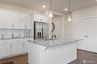 Island with granite counters