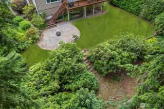 Aerial view of backyard