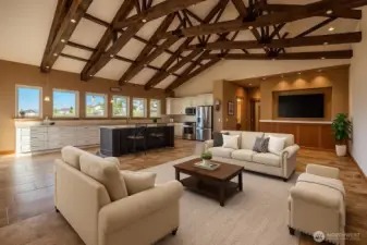 Virtual Staging Living room view from entry