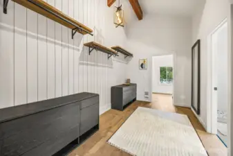 Pass through the walk in closet area to the upstairs bathroom.