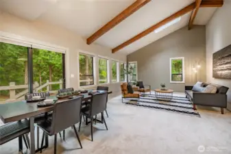 Living/Dining Room with Exposed Beams